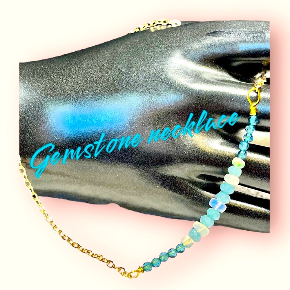 Stunning genuine gemstone necklace 19”